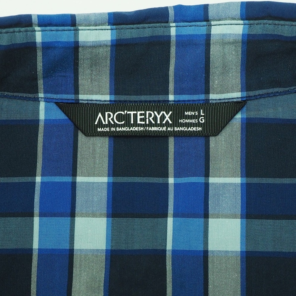 Arc'teryx Brohm Button Down Shirt Mens Large Blue Plaid Cotton Blend Hiking Tech - Picture 5 of 5